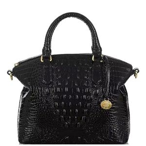 Melbourn Duxbury Leather Crocodile-Embossed Satchel Bag